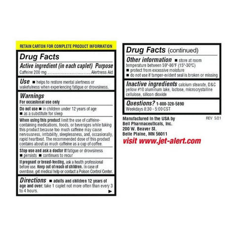 Jet-Alert, Caffeine Tablets, 200 mg, 90 Caplets Jet-Alert