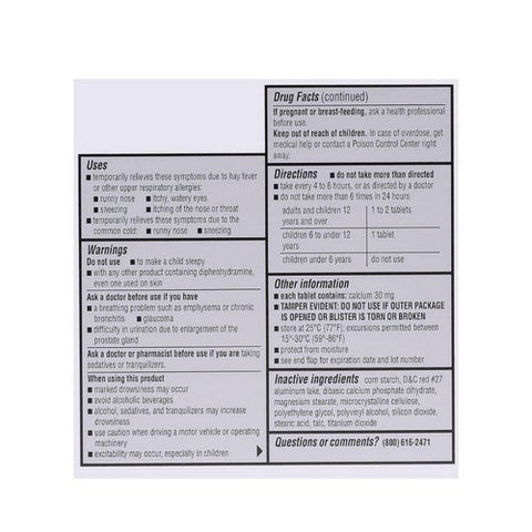 Major Pharmaceuticals, Banophen Diphenhydramine HCI, 25 Mg, 24 Tabs Major Pharmaceuticals