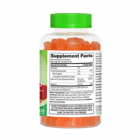 21st Century, Vitajoy Daily D3 Gummies Peach, 25 Mcg, 120 Gummies 21st Century