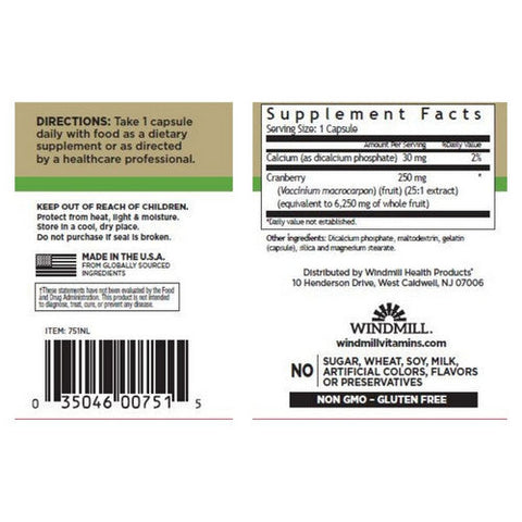 Windmill Health, Cranberry Extract, 250 mg, 60 Caps Windmill Health