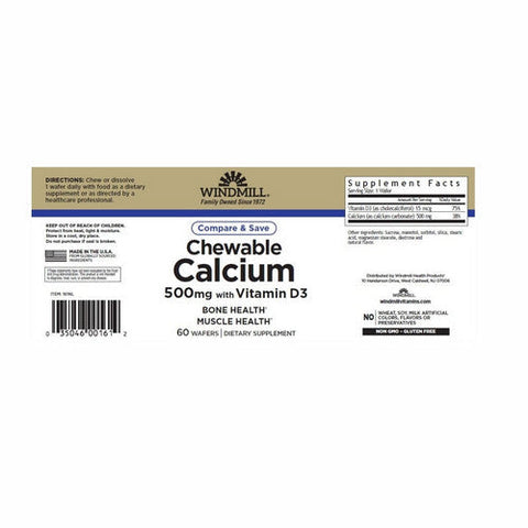 Windmill Health, Calcium, 500mg, 60 Tabs Windmill Health