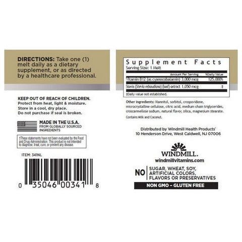 Windmill Health, Vitamin B12, 3000mcg, 60 Tabs Windmill Health