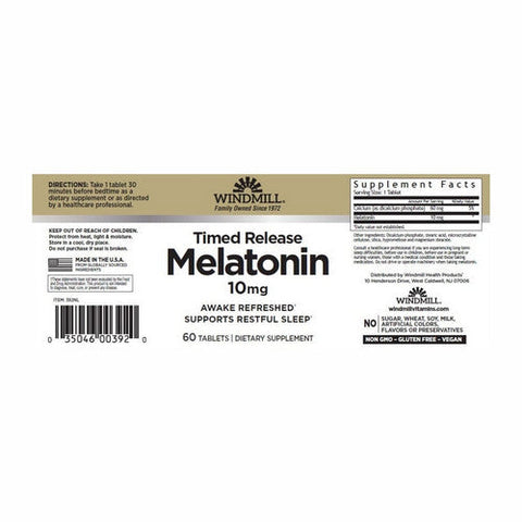 Windmill Health, Melatonin Time Release, 10 Mg, 60 Tabs Windmill Health
