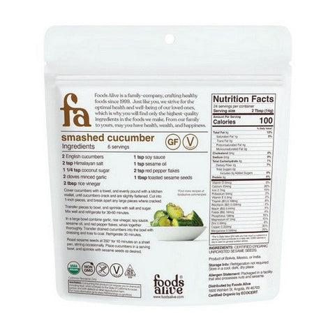 Foods Alive, Organic Seasame Seeds, 12 Oz Foods Alive