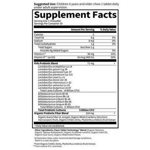 Garden of Life, Dr. Formulated Probiotics Organic Kids + 5 Billion CFU, Watermelon Cool, 30 Chewable Tabs Garden of Life