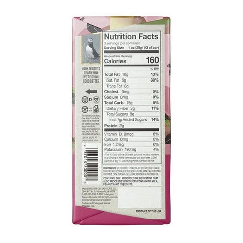 Endangered Species, Vibrant Cherries Dark Chocolate Bar, 3 Oz(Case Of 12) Endangered Species