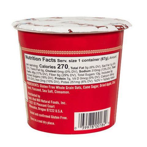 Bobs Red Mill, Oatmeal Cup Apple Cinnamon, 2.36 Oz(Case Of 12) Bobs Red Mill