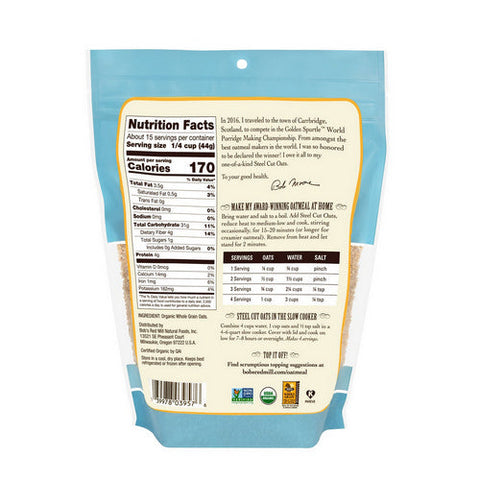 Bobs Red Mill, Organic Steel Cut Oats, 24 Oz(Case Of 4) Bobs Red Mill
