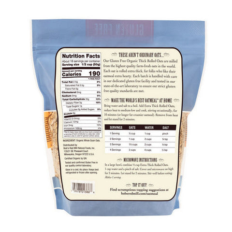 Bobs Red Mill, Organic Extra Thick Rolled Oats Gluten Free, 32 Oz(Case Of 4) Bobs Red Mill