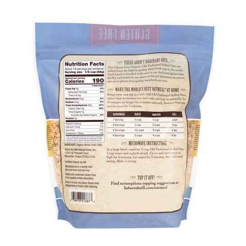 Bobs Red Mill, Organic Old Fashioned Rolled Oats Gluten Free, 32 Oz(Case Of 4) Bobs Red Mill