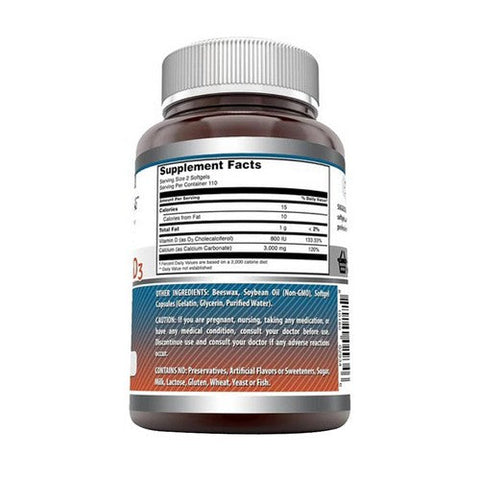 Amazing Nutrition, Amazing Formulas Calcium with Vitamin D3, 1200 mg/1000 mg, 220 Softgels Amazing Nutrition