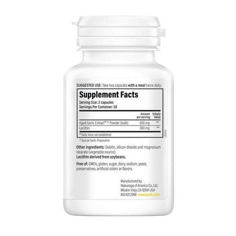 Kyolic, Aged Garlic Extract Cholesterol Health With Lecithin Formula 104, 100 Caps Kyolic