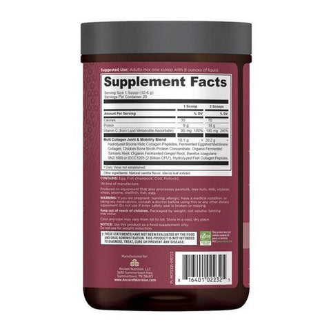 Ancient Nutrition, Multi Collagen Protein Joint Plus Mobility Vanilla, 7.48 Oz Ancient Nutrition