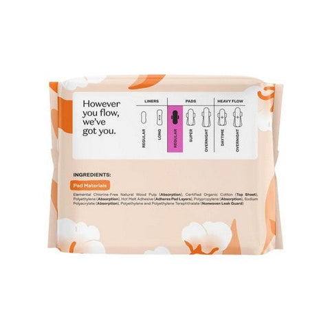 The Honey Pot, 100% Organic Cotton Cover Regular Pads With Wings, 20 Count The Honey Pot