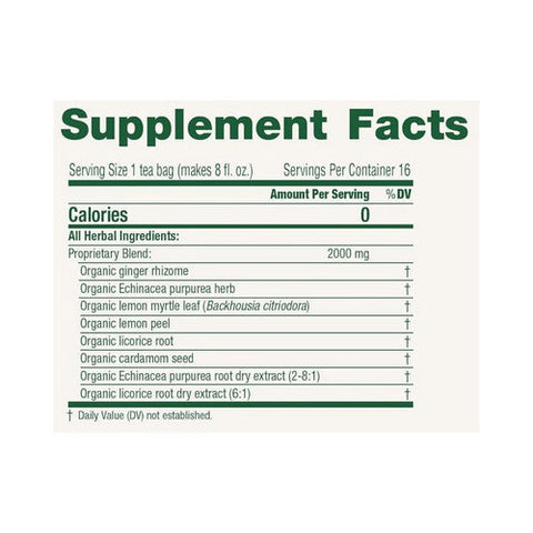 Traditional Medicinals, Organic Immune Zoom Lemon Ginger Echinacea Caffeine Free, 16 Bags (Case of 6) Traditional Medicinals