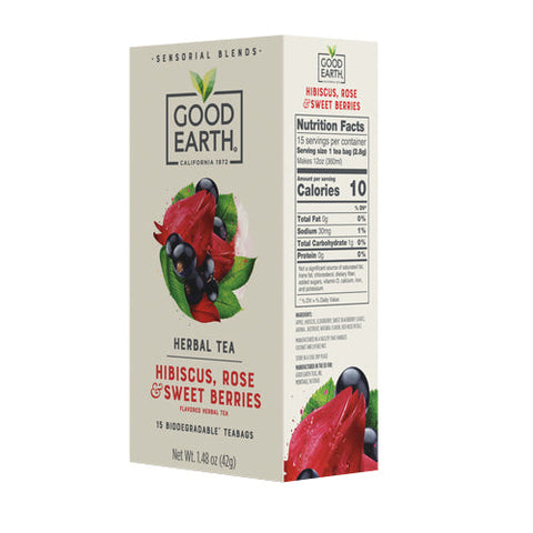 Good Earth Teas, Sensorial Blends Hibiscus Rose And Sweet Berries Herbal Tea, 15 Bags Good Earth Teas