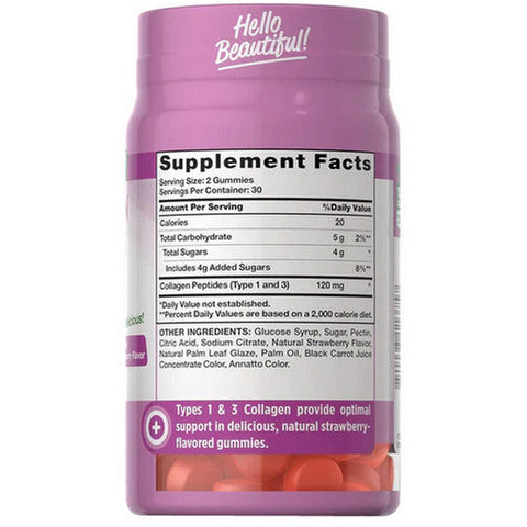 Nature's Truth, Collagen Peptides Type 1 + 3 Gummies Natural Strawberry, 60 Count Nature's Truth