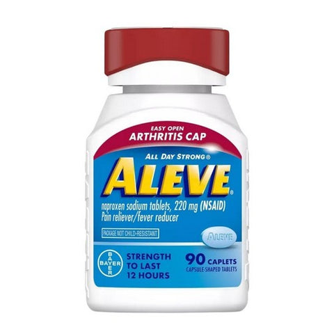 Aleve, Naproxen Sodium Pain Reliever Fever Reducer Caplets, 220 Mg, 90 Caplets Aleve