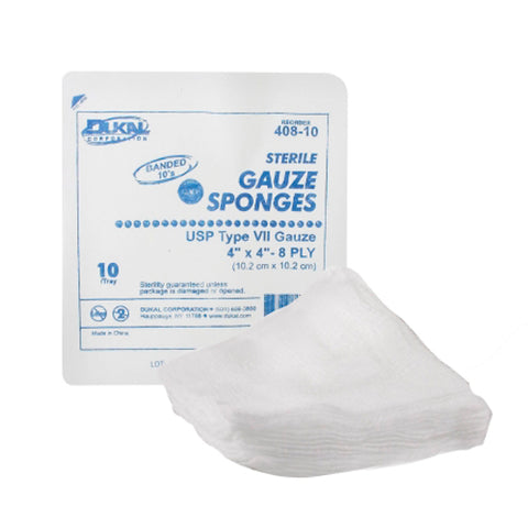 Dukal Sterile USP Type VII Gauze Sponge 4 x 4 Inch Count of 10 by Dukal
