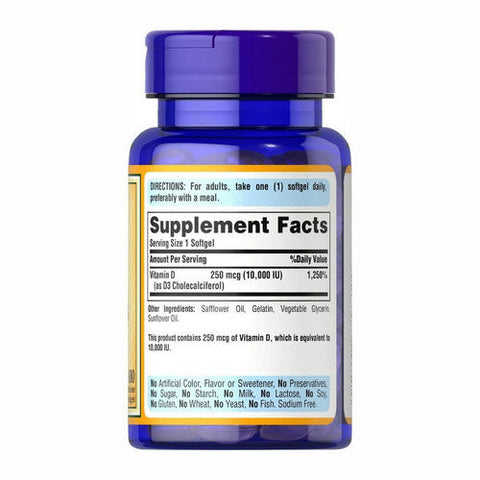 Puritan's Pride, Vitamin D3, 250 Mcg, 100 Softgels Puritan's Pride