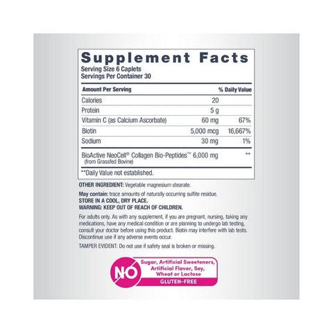 Neocell Laboratories, Grass-Fed Collagen Peptides Plus Vitamin C And Biotin, 180 Tablets Neocell Laboratories