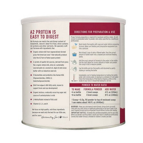Serenity Kids, Grass Fed A2 Whole Milk Toddler Formula Powder 12-36 Months, 21 Oz Serenity Kids