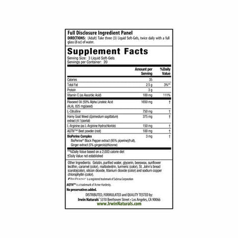 Irwin Naturals, L-Citrulline Plus L-Arginine Booster For Men, 60 Softgels Irwin Naturals