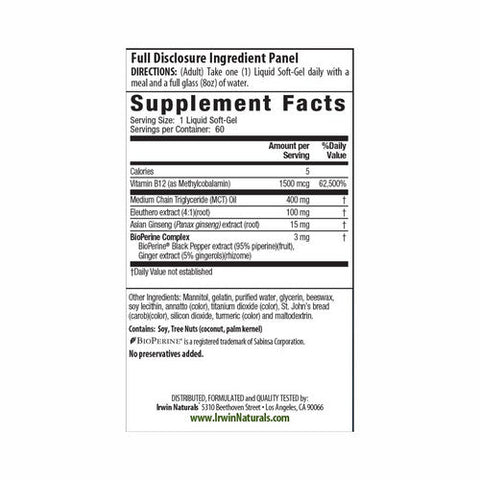 Irwin Naturals, One-Per-Day Mega B-12, 60 Softgels Irwin Naturals