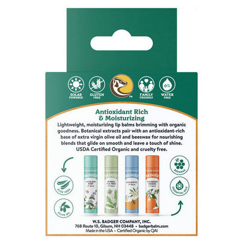 Badger Balm, Classic Lip Balm Set Green, 4 Count Badger Balm