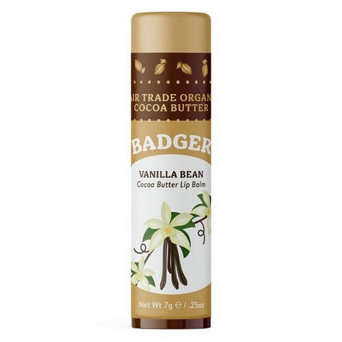 Badger Balm, Cocoa Butter Lip Balm Vanilla Bean, .25 Oz Badger Balm