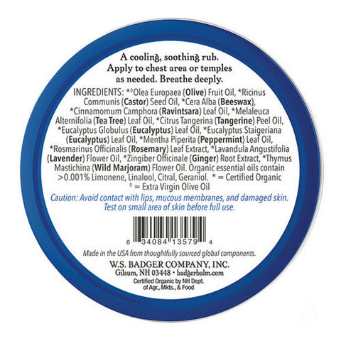 Badger Balm, Aromatic Chest Rub Tin, 2 Oz Badger Balm