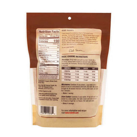 Bobs Red Mill, Organic Brown Rice Farina Hot Cereal, 24 Oz Bobs Red Mill