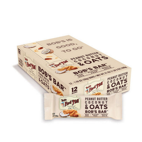 Bobs Red Mill, Peanut Butter Coconut And Oats Bos Bar, 12 Bars Bobs Red Mill