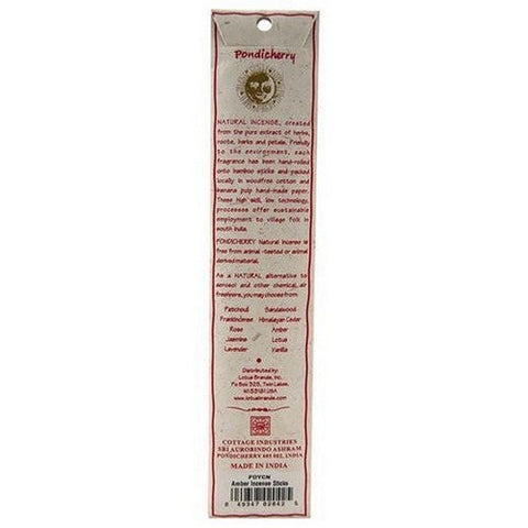 Pondicherry Natural Incense, Amber Incense Sticks, 15 Count Pondicherry Natural Incense