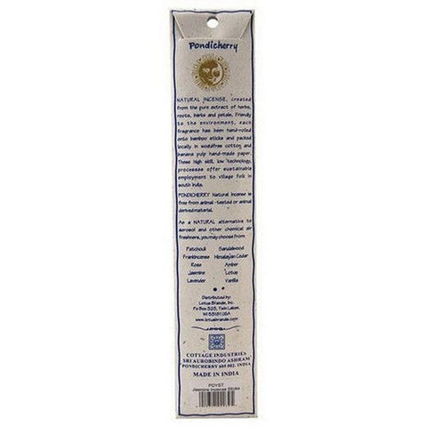 Pondicherry Natural Incense, Jasmine Incense Sticks, 15 Count Pondicherry Natural Incense
