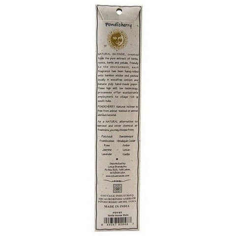 Pondicherry Natural Incense, Vanilla Incense Sticks, 15 Count Pondicherry Natural Incense