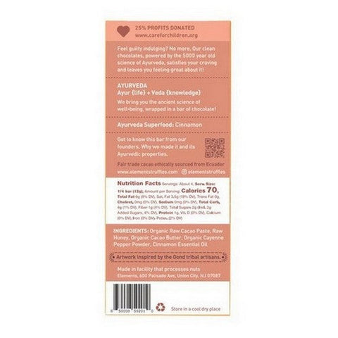 Elements Truffles, Spicy Cayenne with Cinnamon Infusion Chocolate Bar, 1.8 Oz Elements Truffles