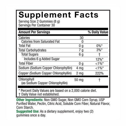 Nature's Answer, Chlorophyll Gummies Natural Peppermint, 50 Mg, 60 Count Nature's Answer