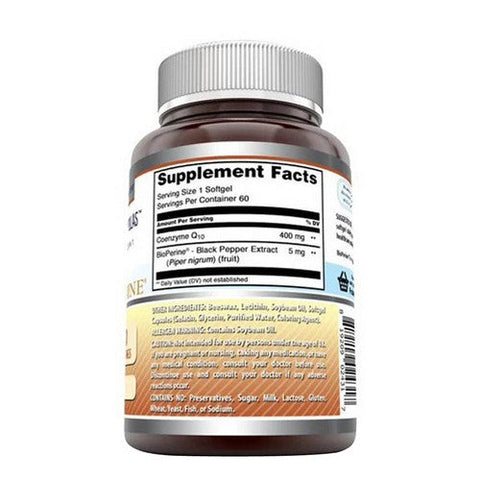 Amazing Nutrition, Amazing Formulas CoQ10 with Bioperine, 400 mg, 60 Softgels Amazing Nutrition