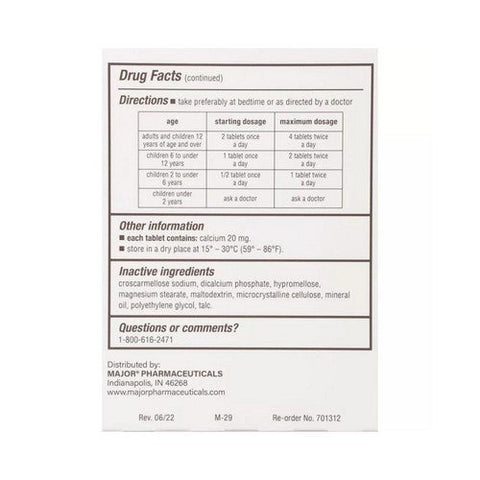 Major Pharmaceuticals, Senna-Lax Natural Vegetable Laxative, 8.6 Mg, 100 Tablets Major Pharmaceuticals