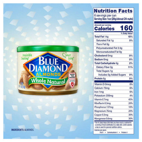 Blue Diamond, Whole Natural Almonds, 6 Oz(Case Of 12) Blue Diamond