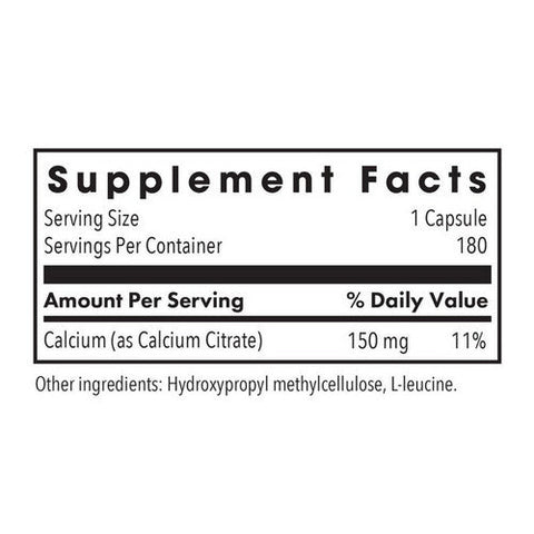 Nutricology/ Allergy Research Group, Calcium Citrate Pure Well-Absorbed Calcium, 180 Veg Caps Nutricology/ Allergy Research Group