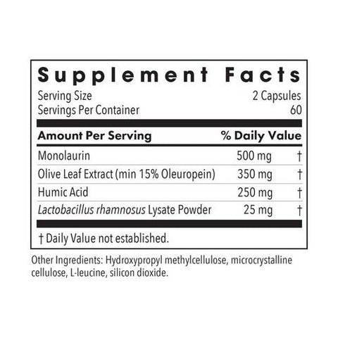 Nutricology/ Allergy Research Group, Humic-Monolaurin Complex With Olive Leaf And Lactobacillus, 120 Veg Caps Nutricology/ Allergy Research Group