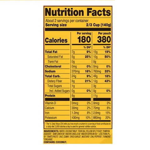 Tasty Bite, Organic Coconut Squash Dal, 10 Oz (Case Of 6) Tasty Bite