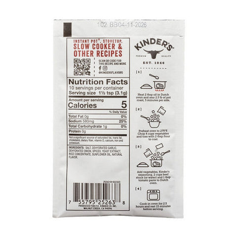 Kinders, Stew Seasoning Sunday Pot Roast, 1.1 Oz (Case Of 15) Kinders