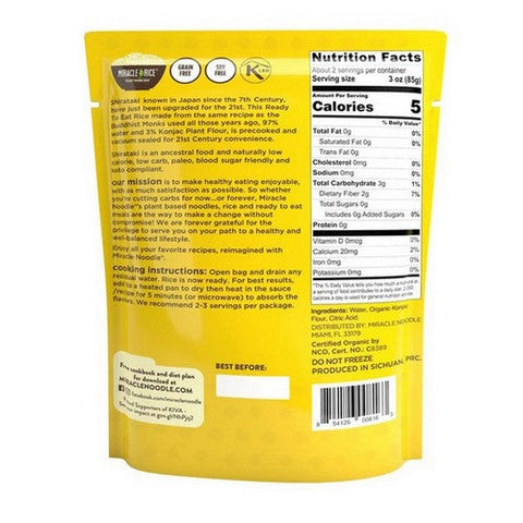 Miracle Noodle, Organic Ready To Eat Rice, 7 Oz(Case Of 6) Miracle Noodle