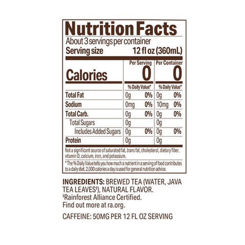 Tejava, Peach Black Tea Unsweetened, 1 Litre(Case Of 12) Tejava