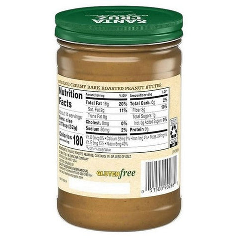 Santa Cruz, Organic Creamy Dark Roasted Peanut Butter, 16 Oz(Case of 12) Santa Cruz