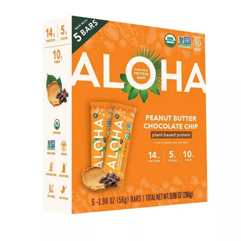 Aloha, Peanut Butter Chocolate Chip Bar, 5 Packets (Case Of 6) Aloha