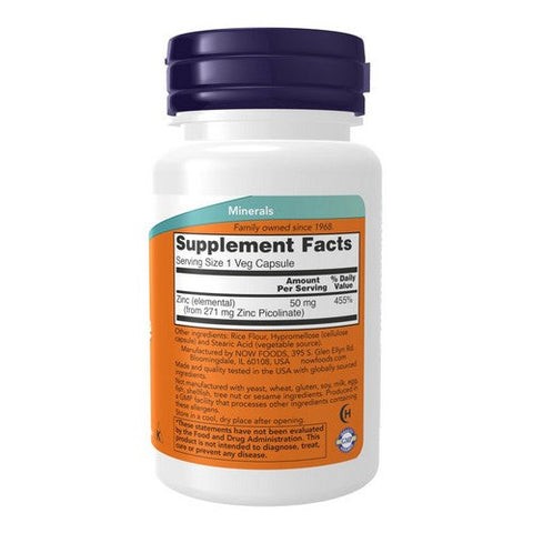 Now Foods, Zinc Picolinate, 50 mg, 30 VegCaps Now Foods